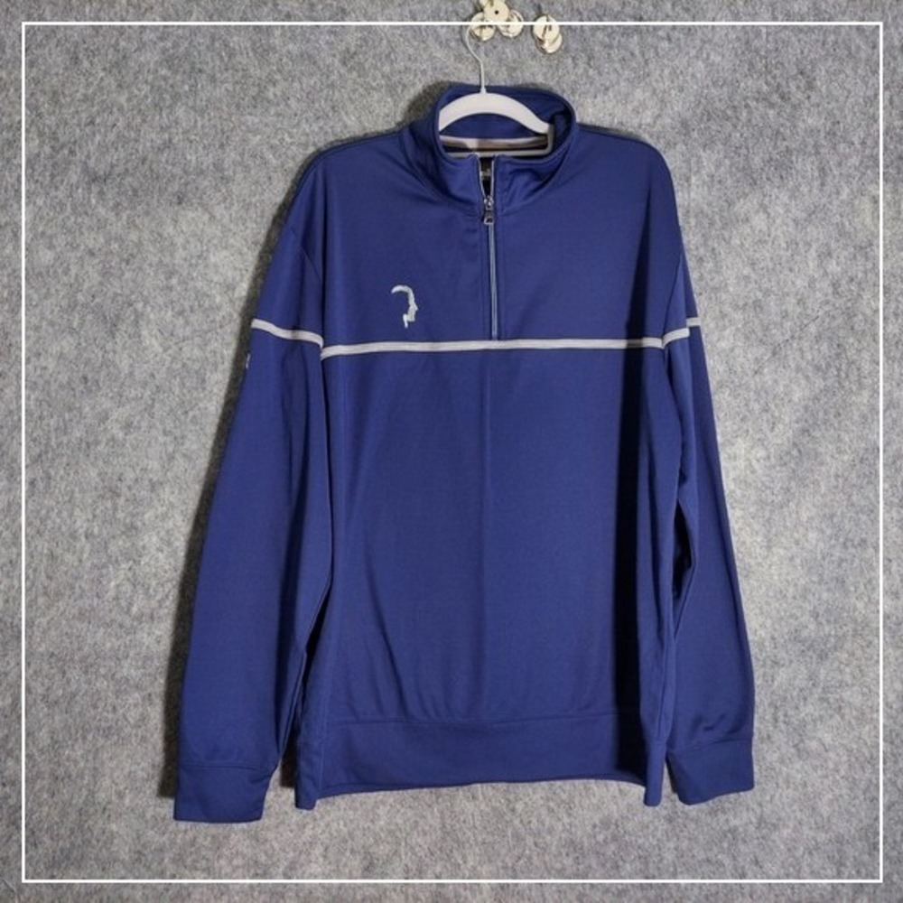Oscar Jacobson Pullover XL Blue Bill Zip Long Sleeve Sweat Wicking Breathable